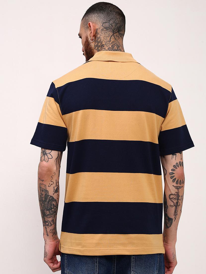 men striped short sleeve polo t-shirt - 21696232 - Standard Image - 3