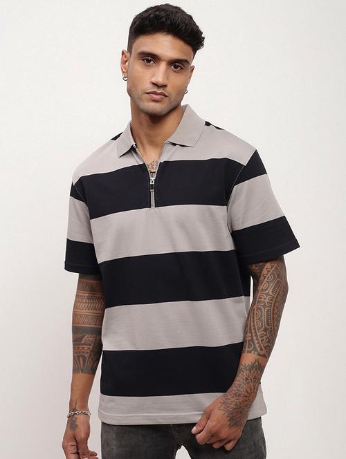 men striped short sleeve polo t-shirt - 21696233 - Standard Image - 0