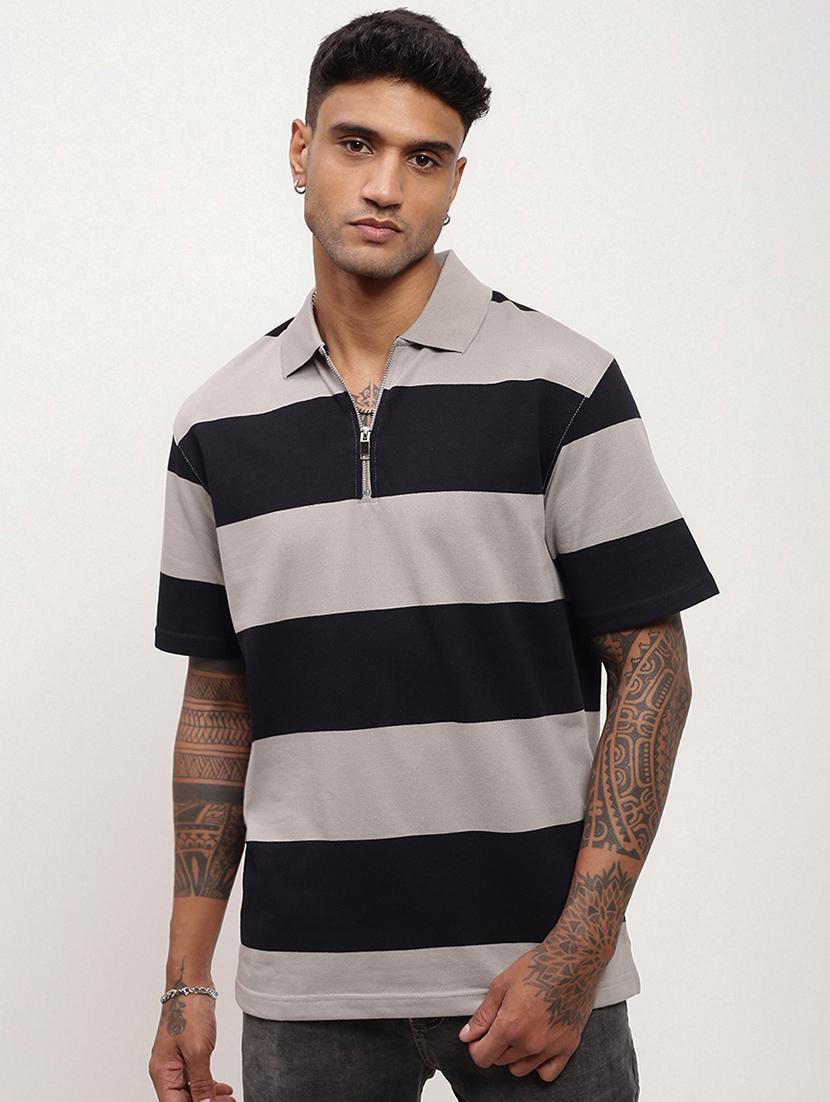 men striped short sleeve polo t-shirt - 21696233 - Zoom Image - 0