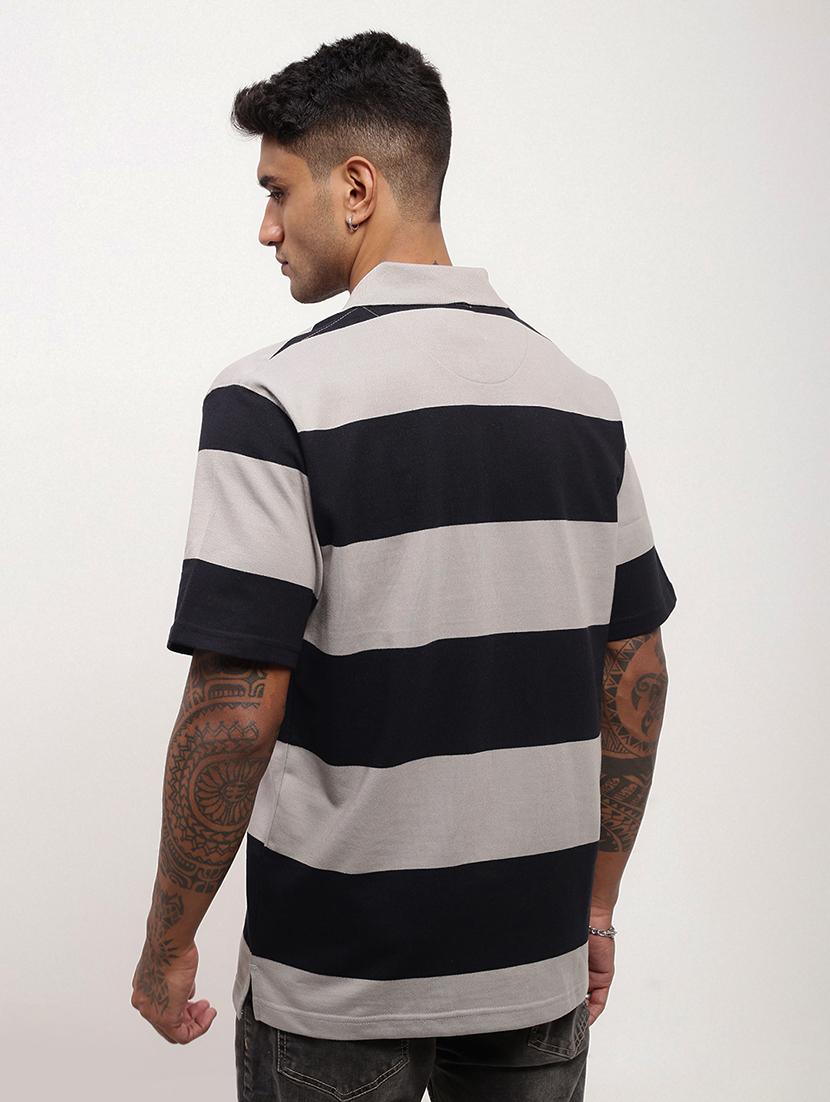 men striped short sleeve polo t-shirt - 21696233 - Standard Image - 3