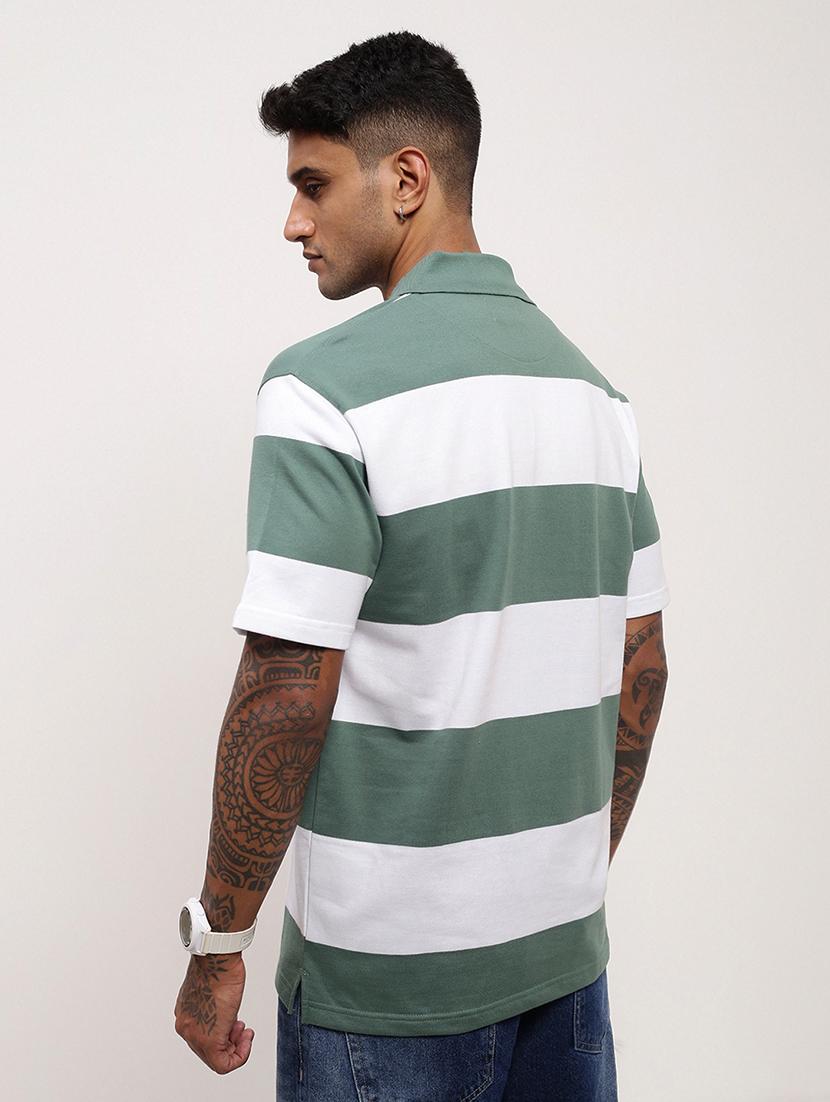 men striped short sleeve polo t-shirt - 21696235 - Standard Image - 3