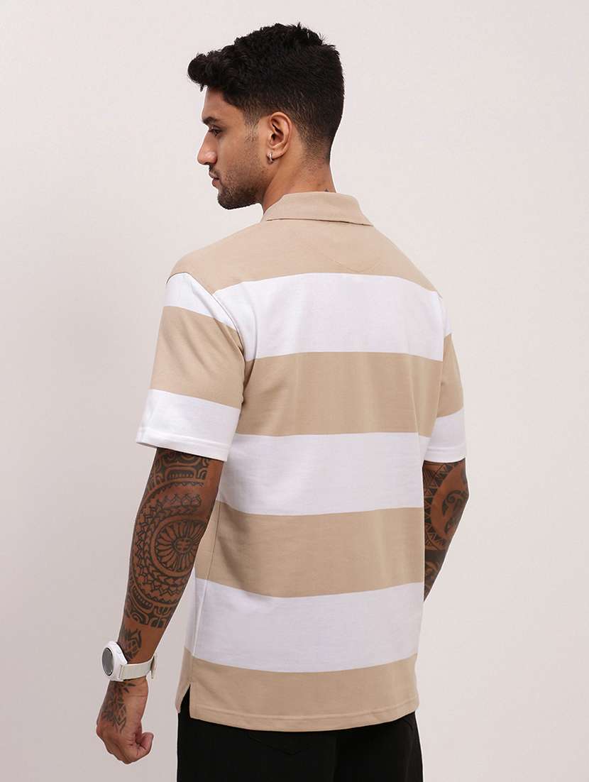 men striped short sleeve polo t-shirt - 21696239 -  Standard Image - 3