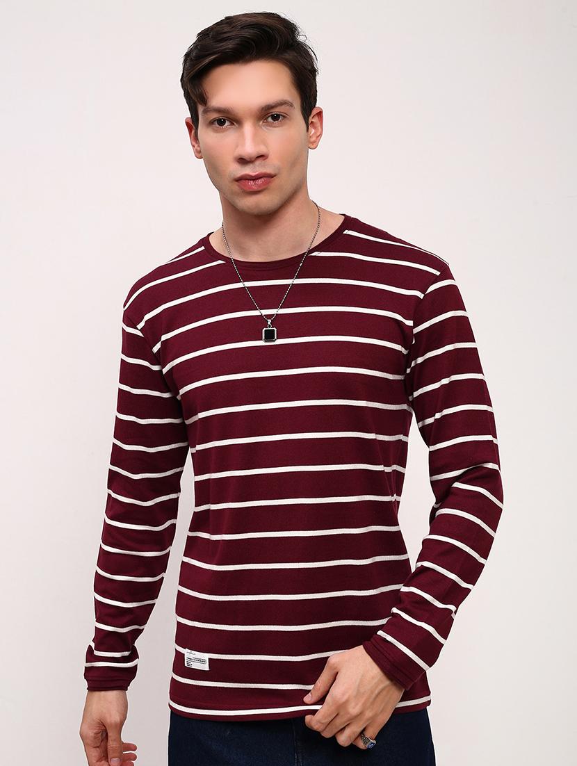 men striped long sleeve slim fit t-shirt - 21696240 - Zoom Image - 0