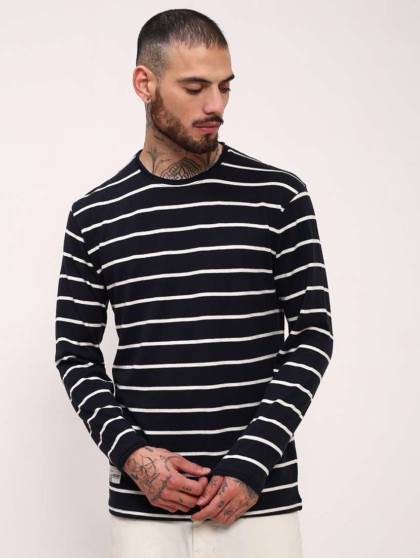 men striped long sleeve slim fit t-shirt - 21696242 - Zoom Image - 0