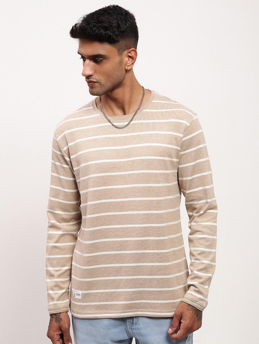 men striped long sleeve slim fit t-shirt