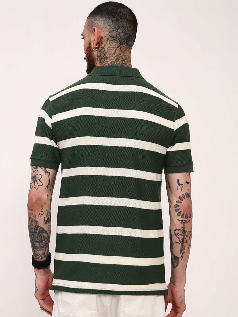 men striped short sleeve polo t-shirt - 21696246 - Standard Image - 3