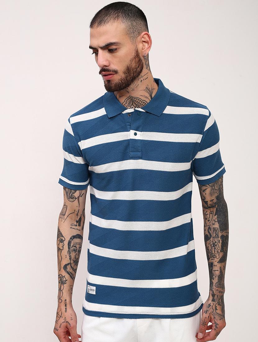 men striped short sleeve polo t-shirt - 21696247 - Zoom Image - 0