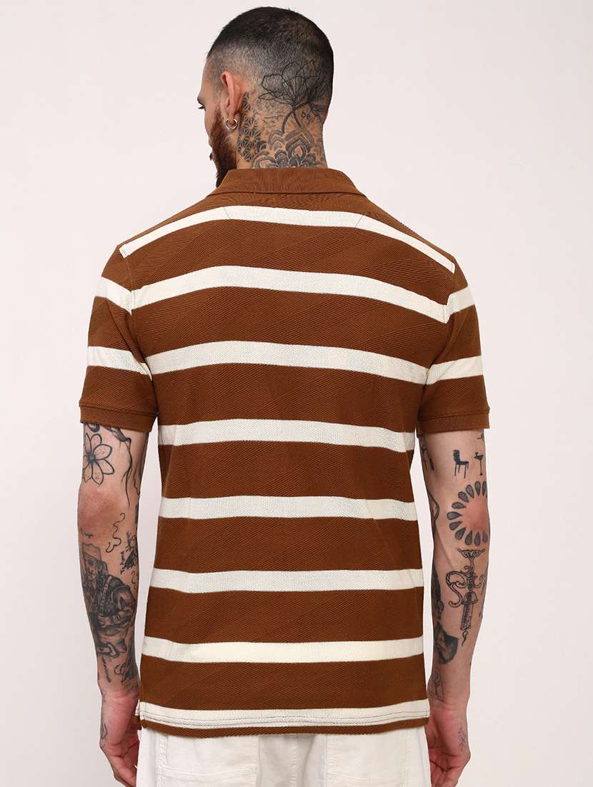 men striped short sleeve polo t-shirt - 21696249 -  Standard Image - 3