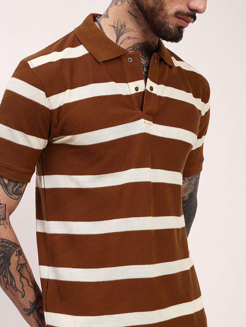 men striped short sleeve polo t-shirt - 21696249 -  Standard Image - 5