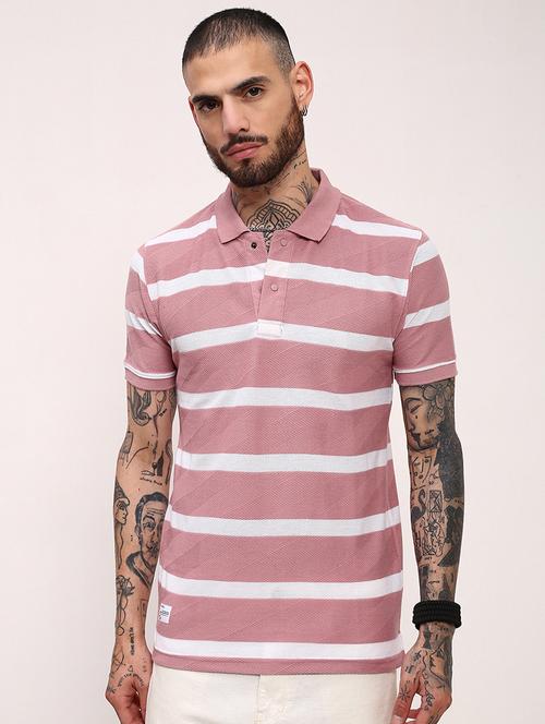 men striped short sleeve polo t-shirt - 21696250 - Standard Image - 0