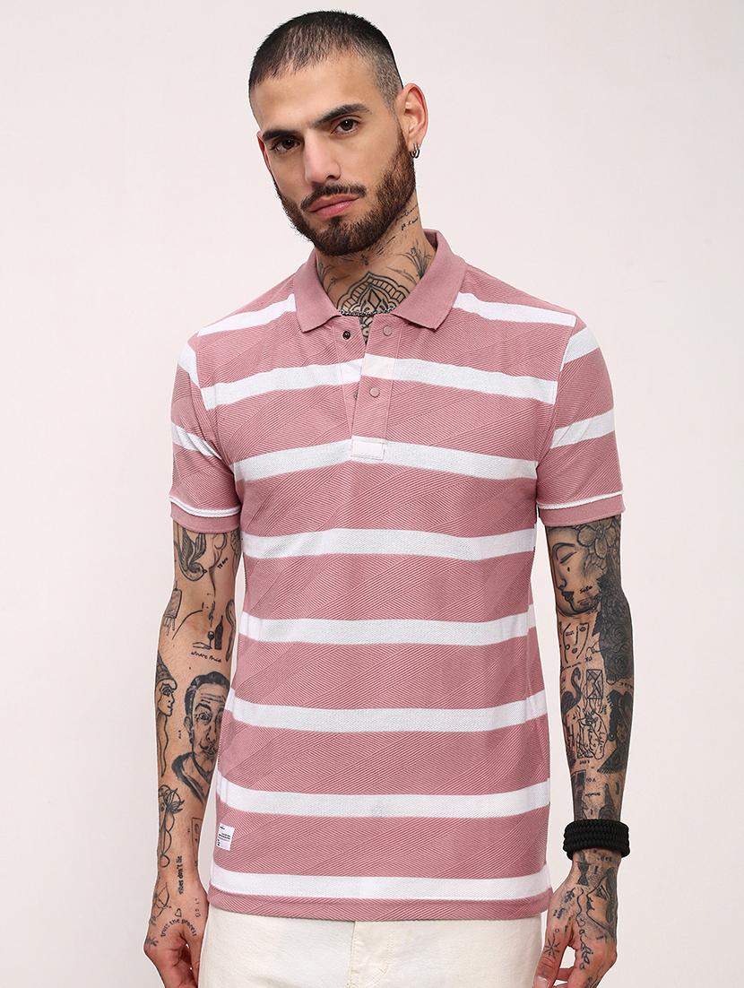 men striped short sleeve polo t-shirt - 21696250 - Zoom Image - 0