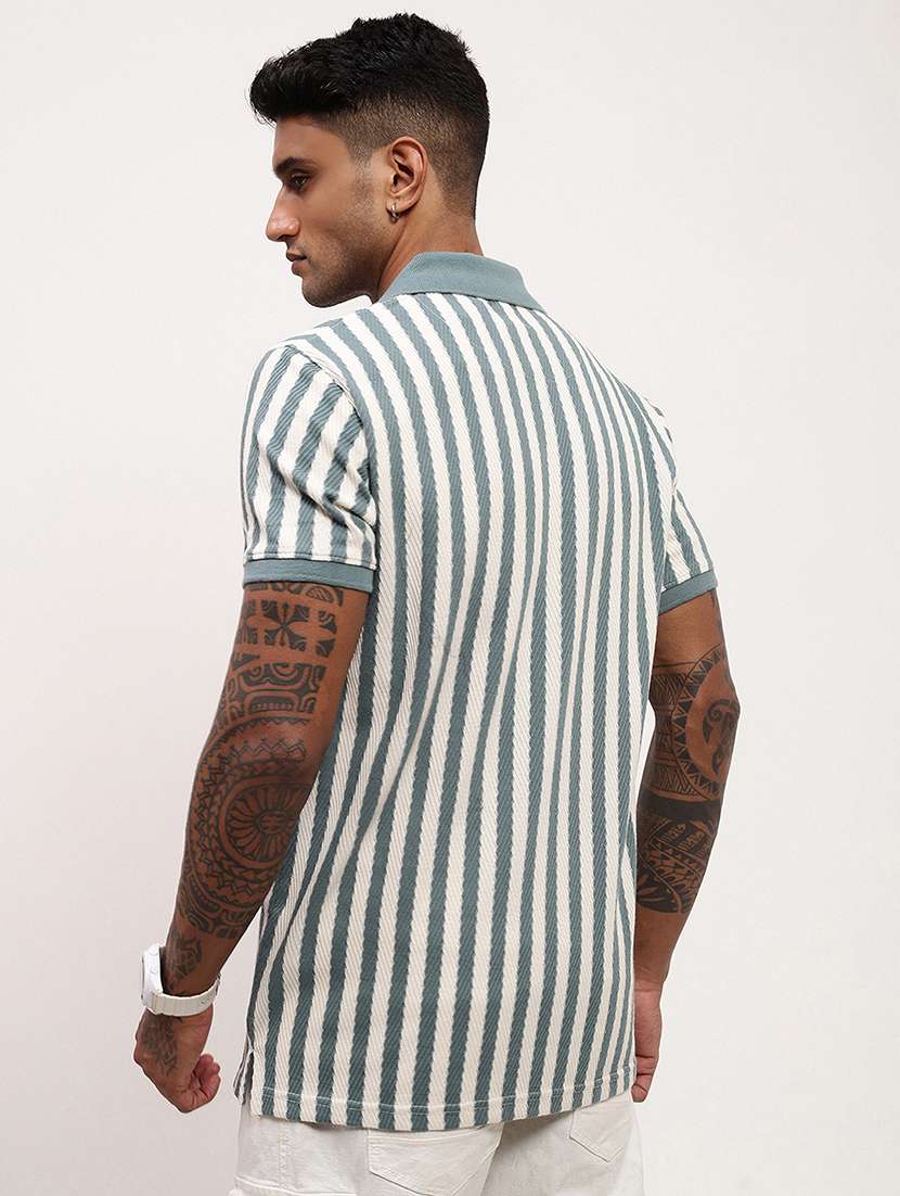 men striped short sleeve polo t-shirt - 21696251 -  Standard Image - 3