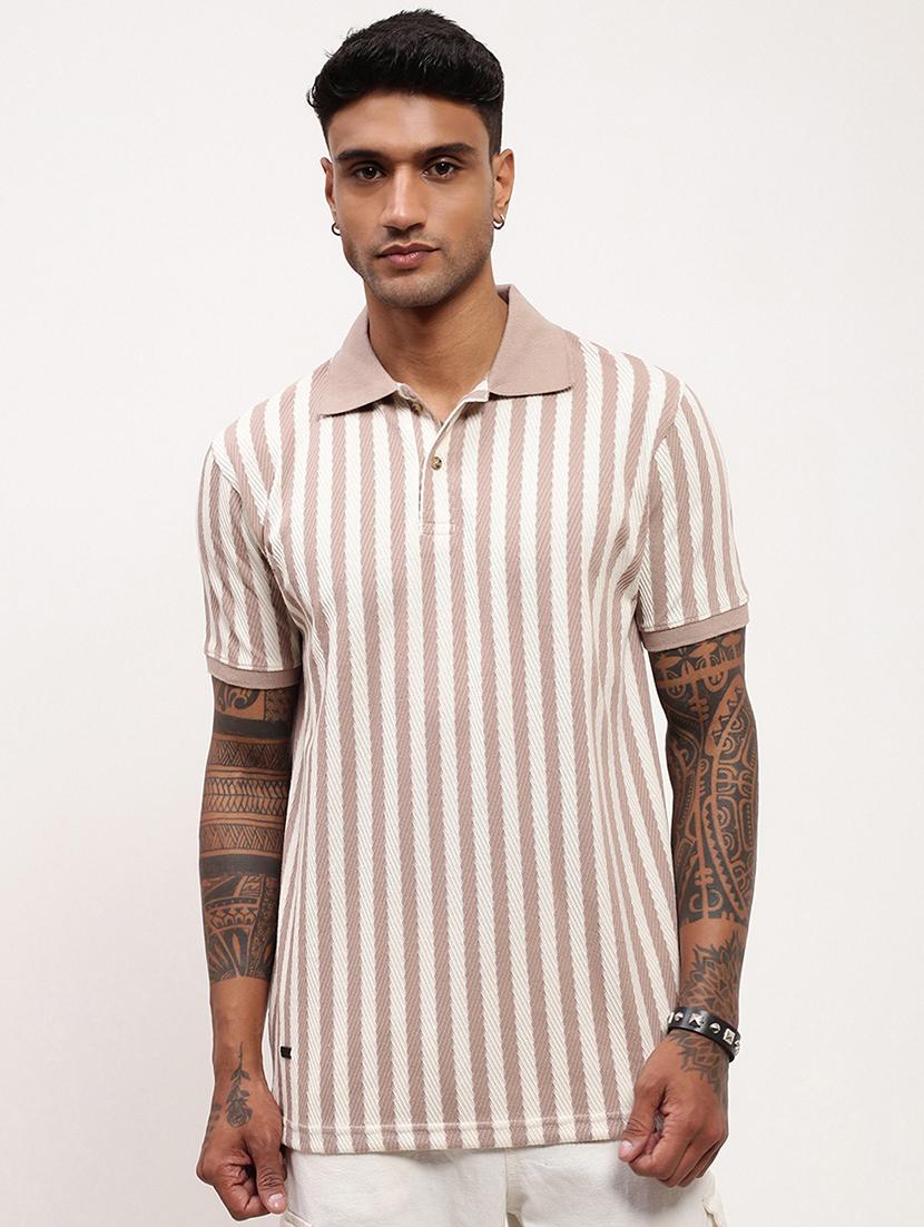 men striped short sleeve polo t-shirt - 21696254 - Zoom Image - 0