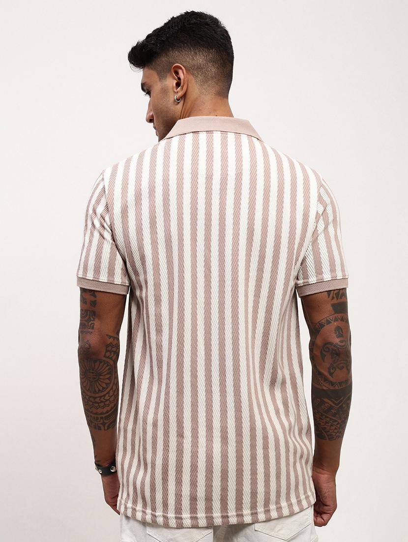 men striped short sleeve polo t-shirt - 21696254 - Standard Image - 3