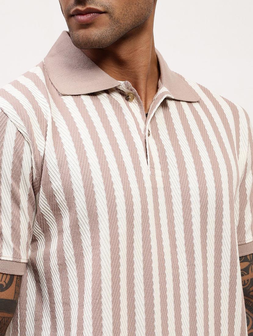 men striped short sleeve polo t-shirt - 21696254 - Standard Image - 5