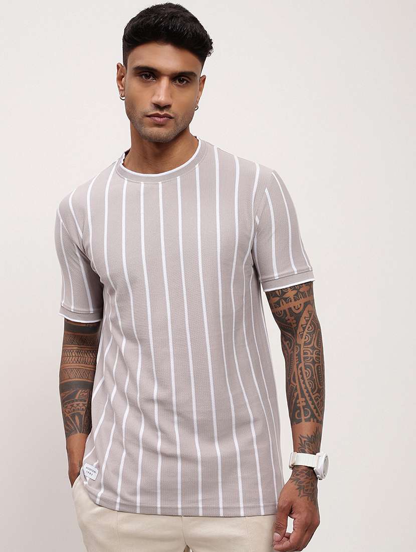 men striped short sleeve slim fit t-shirt