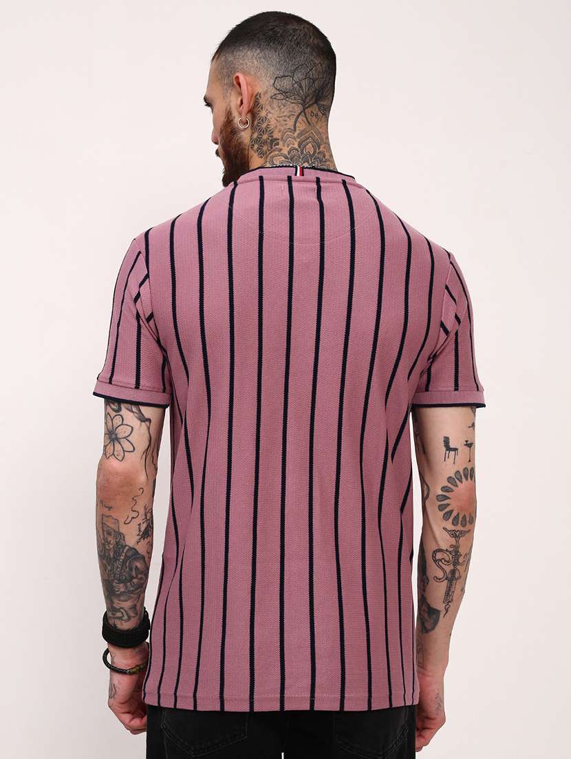 men striped short sleeve slim fit t-shirt - 21696258 - Standard Image - 3