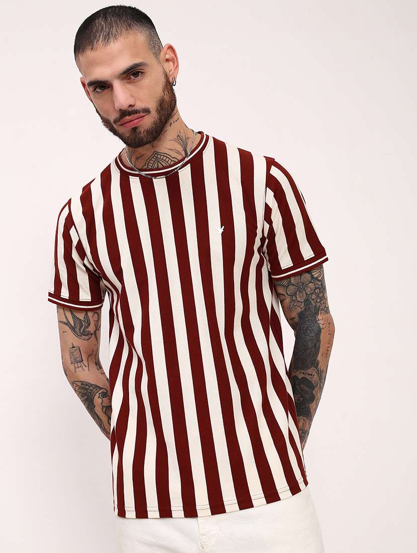 men striped short sleeve slim fit t-shirt - 21696264 -  Zoom Image - 0