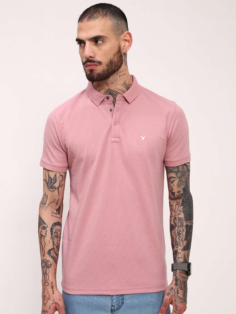 men solid short sleeve polo t-shirt - 21696273 -  Zoom Image - 0