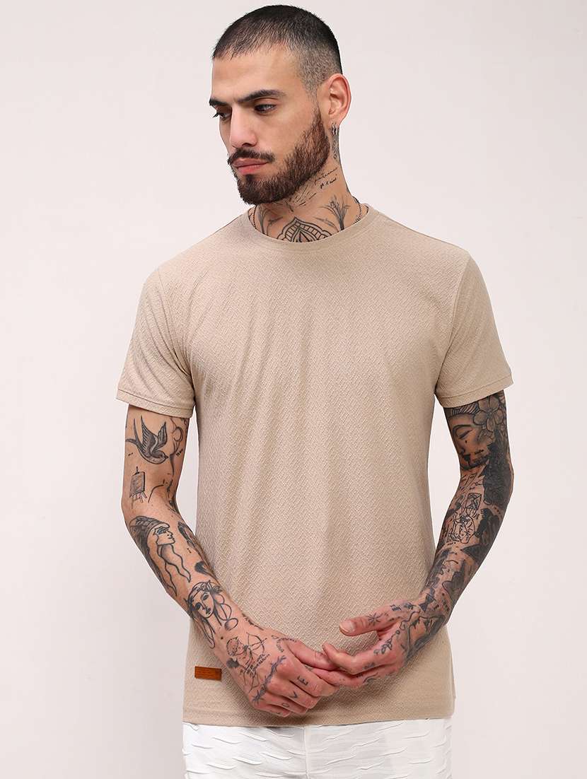 men solid short sleeve slim fit t-shirt - 21696274 -  Zoom Image - 0