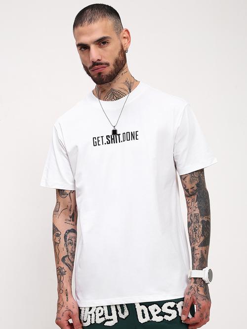 men chest print round neck slim fit t-shirt - 21696299 -  Standard Image - 0