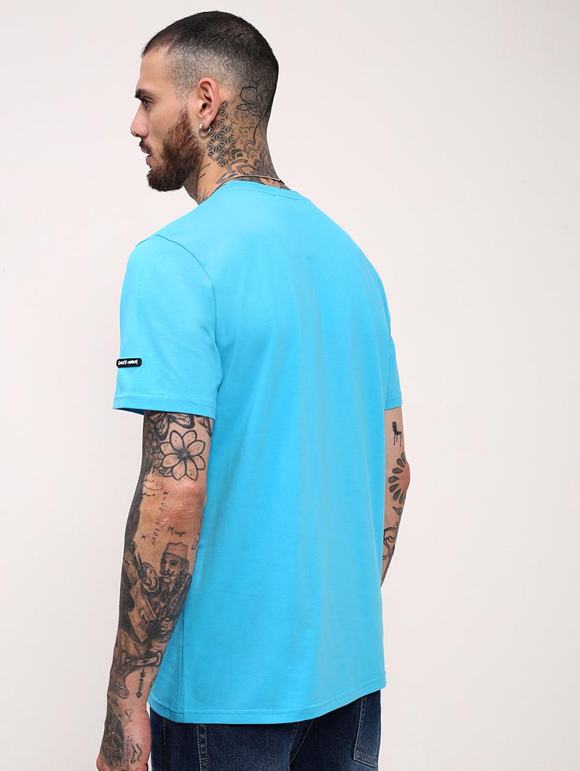 men front print round neck slim fit t-shirt - 21696301 - Standard Image - 3