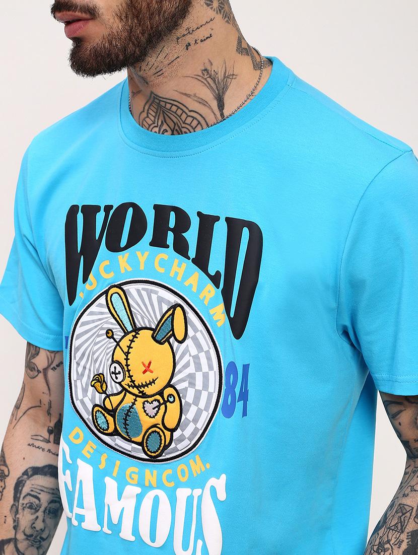 men front print round neck slim fit t-shirt - 21696301 - Standard Image - 5
