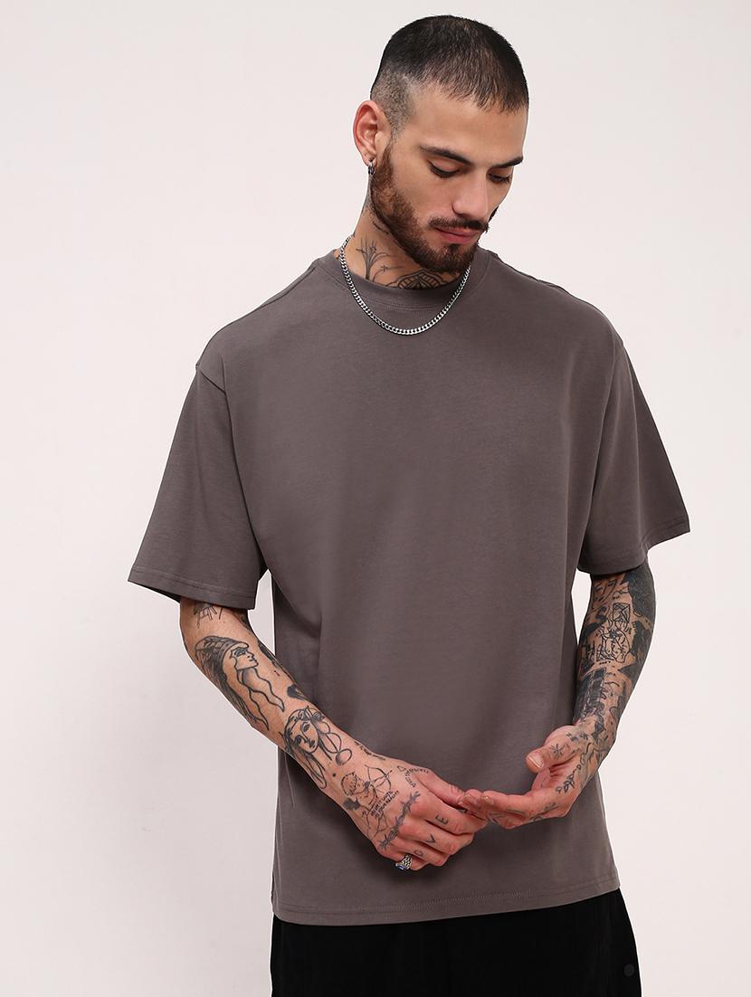 men solid short sleeve oversized t-shirt - 21696304 - Zoom Image - 0