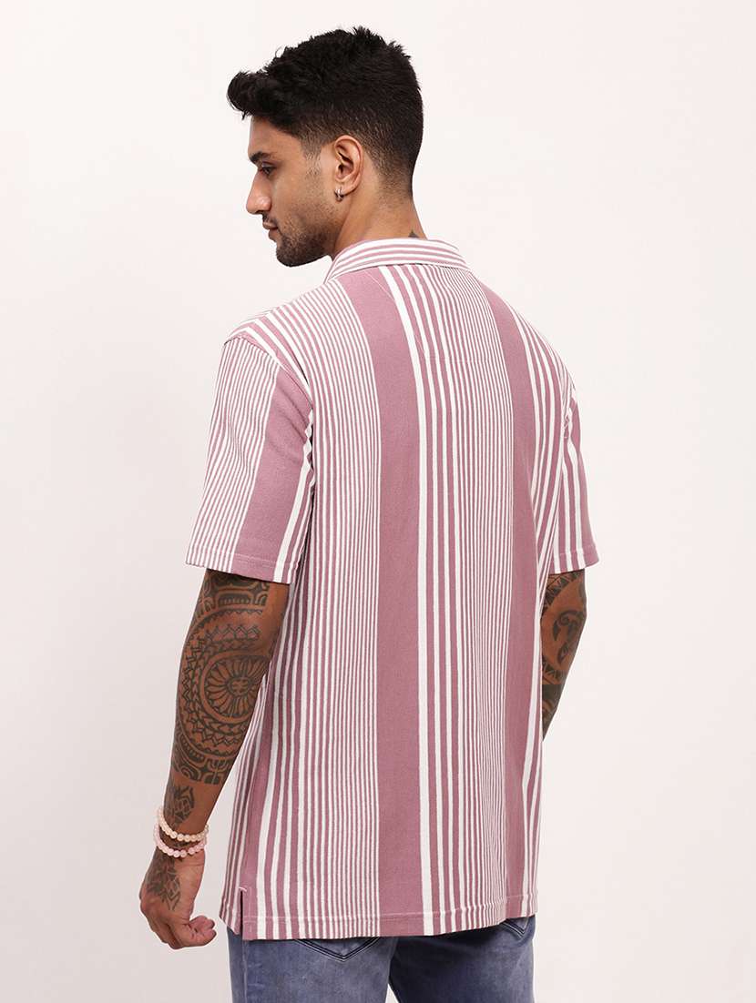 men striped short sleeves casual shirt - 21696315 -  Standard Image - 3