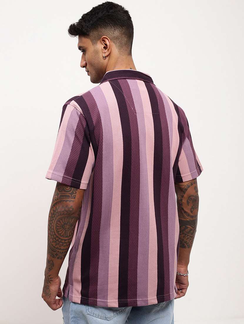 men striped short sleeves casual shirt - 21696318 -  Standard Image - 3