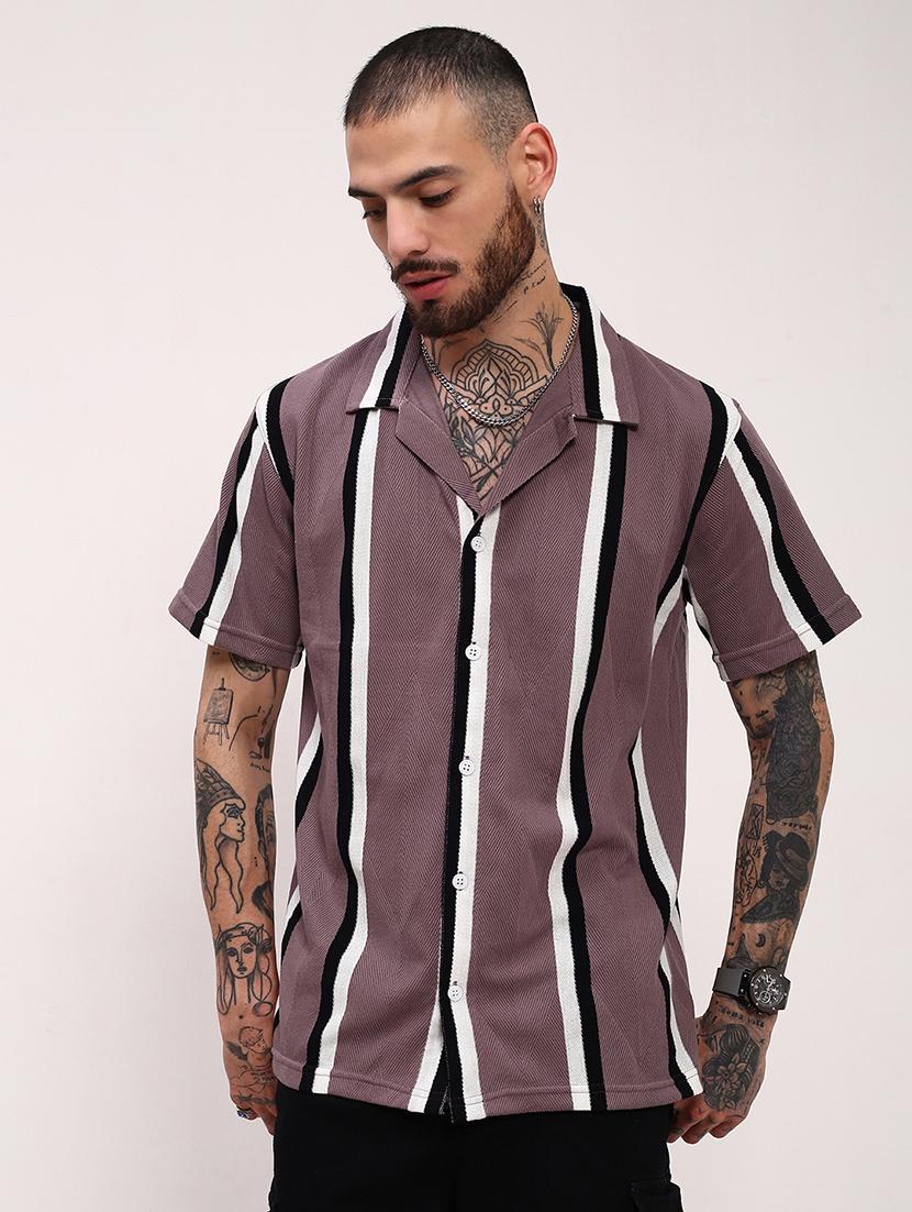 men striped short sleeves casual shirt - 21696324 - Zoom Image - 0