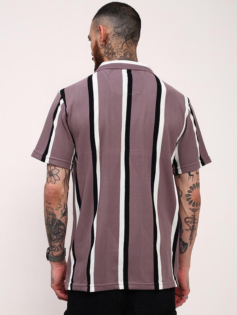 men striped short sleeves casual shirt - 21696324 - Standard Image - 3