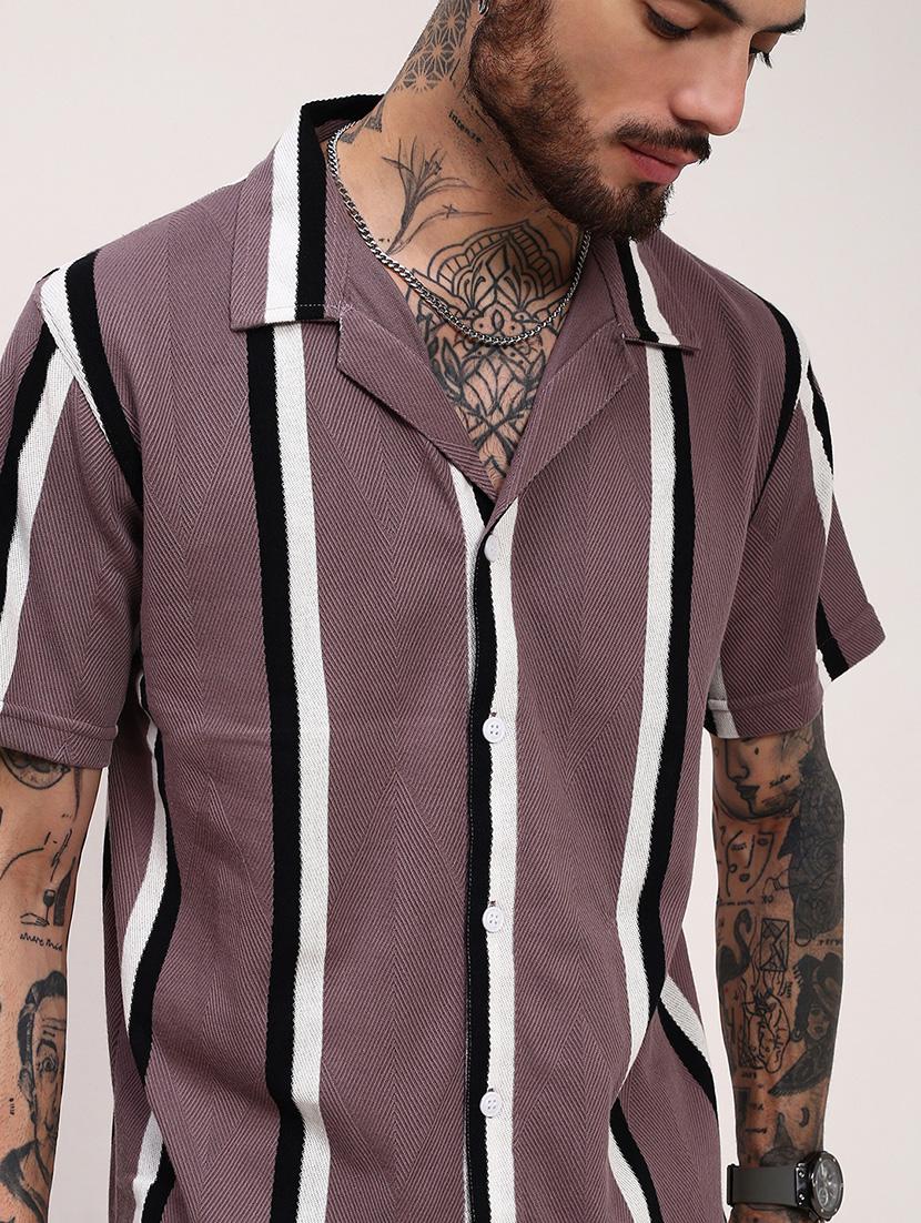 men striped short sleeves casual shirt - 21696324 - Standard Image - 5