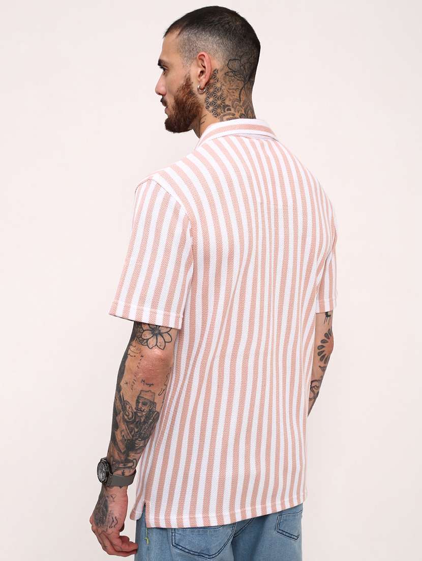 men striped short sleeves casual shirt - 21696327 -  Standard Image - 3