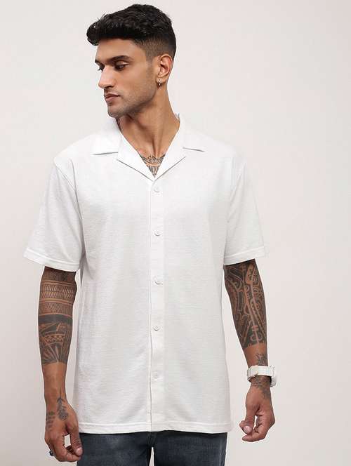 men solid short sleeves casual shirt - 21696331 -  Standard Image - 0
