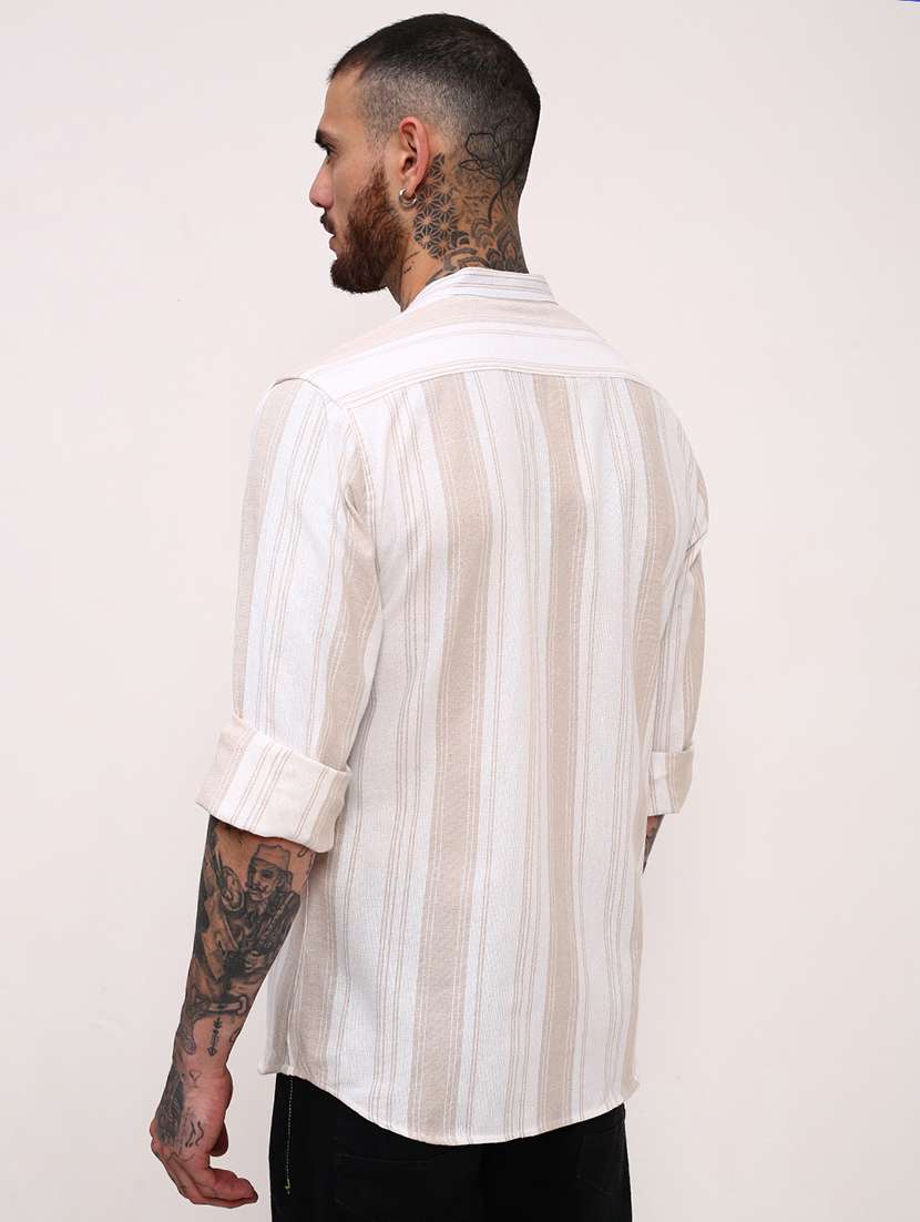 men striped long sleeves casual shirt - 21696336 -  Standard Image - 3