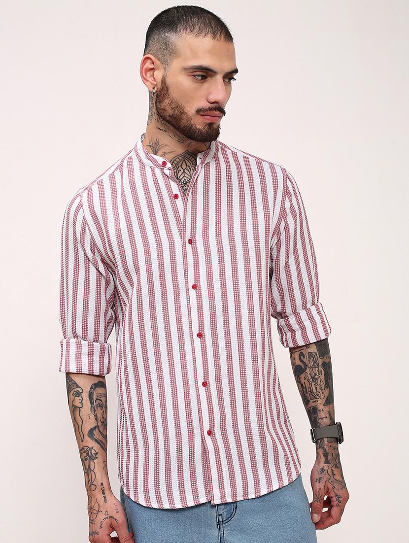 men striped long sleeves casual shirt - 21696337 -  Zoom Image - 0