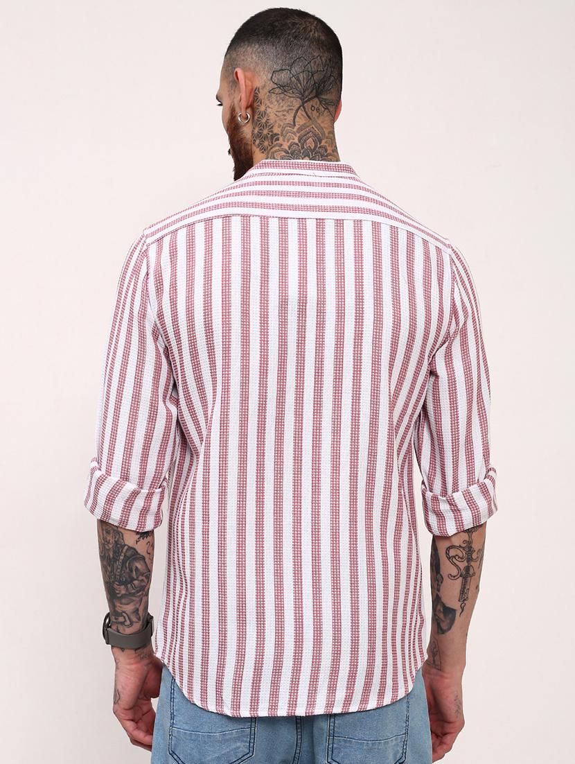 men striped long sleeves casual shirt - 21696337 - Standard Image - 3