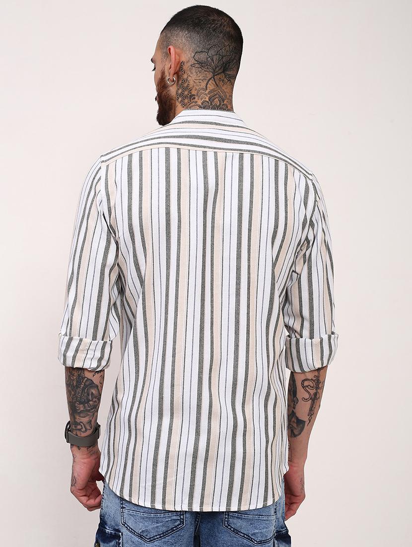 men striped long sleeves casual shirt - 21696339 - Standard Image - 3