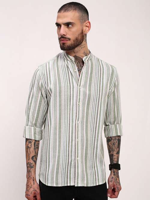 men striped long sleeves casual shirt - 21696340 - Standard Image - 0