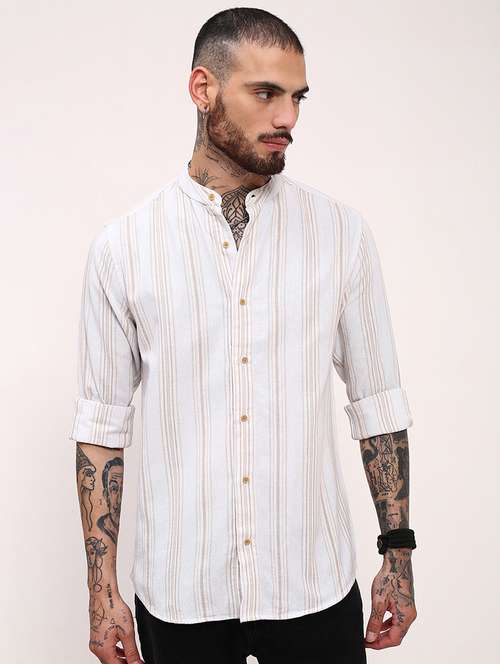 men striped long sleeves casual shirt - 21696341 - Standard Image - 0