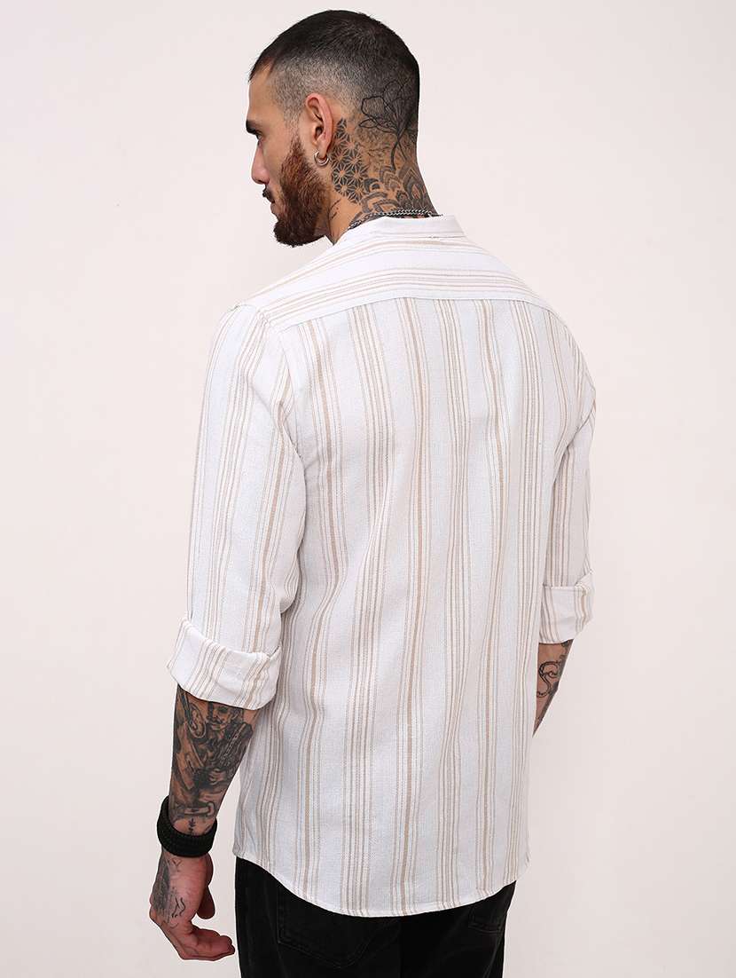 men striped long sleeves casual shirt - 21696341 - Standard Image - 3