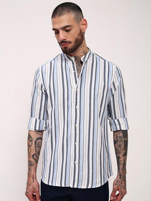 men striped long sleeves casual shirt - 21696343 - Standard Image - 0