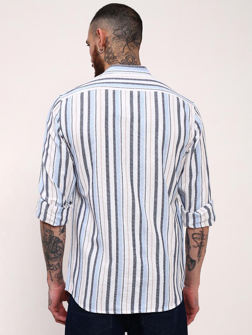 men striped long sleeves casual shirt - 21696343 - Standard Image - 3