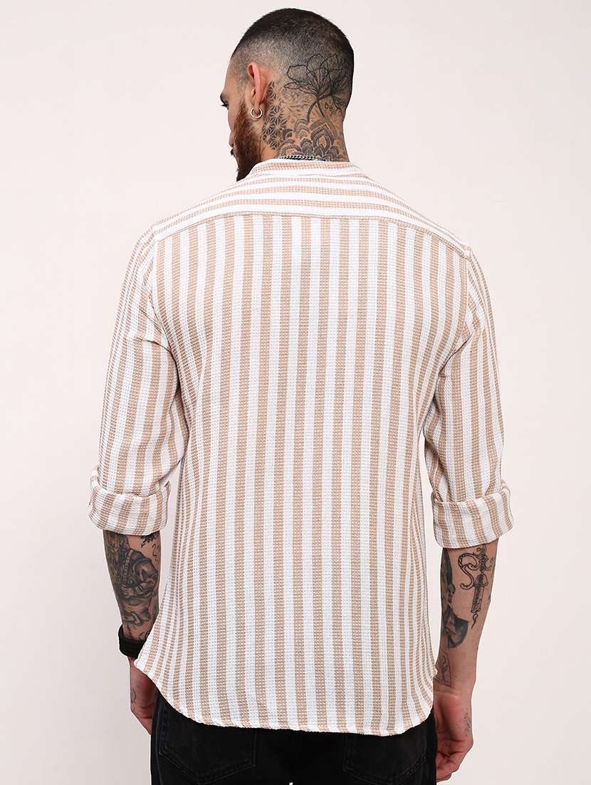 men striped long sleeves casual shirt - 21696344 - Standard Image - 3