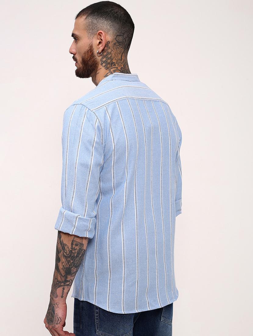 men striped long sleeves casual shirt - 21696345 - Standard Image - 3