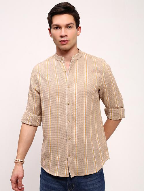 men striped long sleeves casual shirt - 21696350 - Standard Image - 0