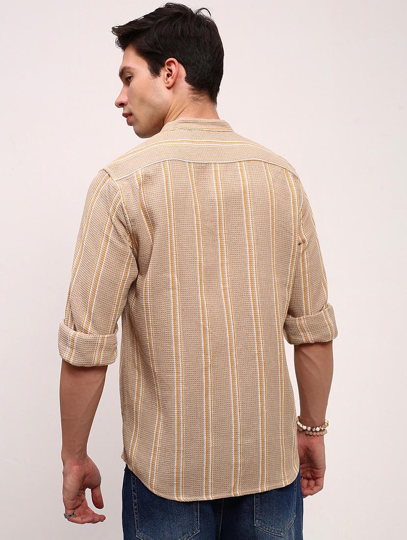 men striped long sleeves casual shirt - 21696350 - Standard Image - 3