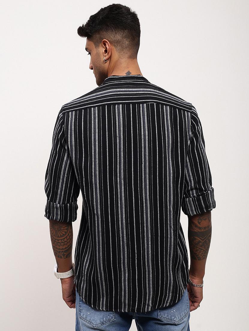 men striped long sleeves casual shirt - 21696352 - Standard Image - 3