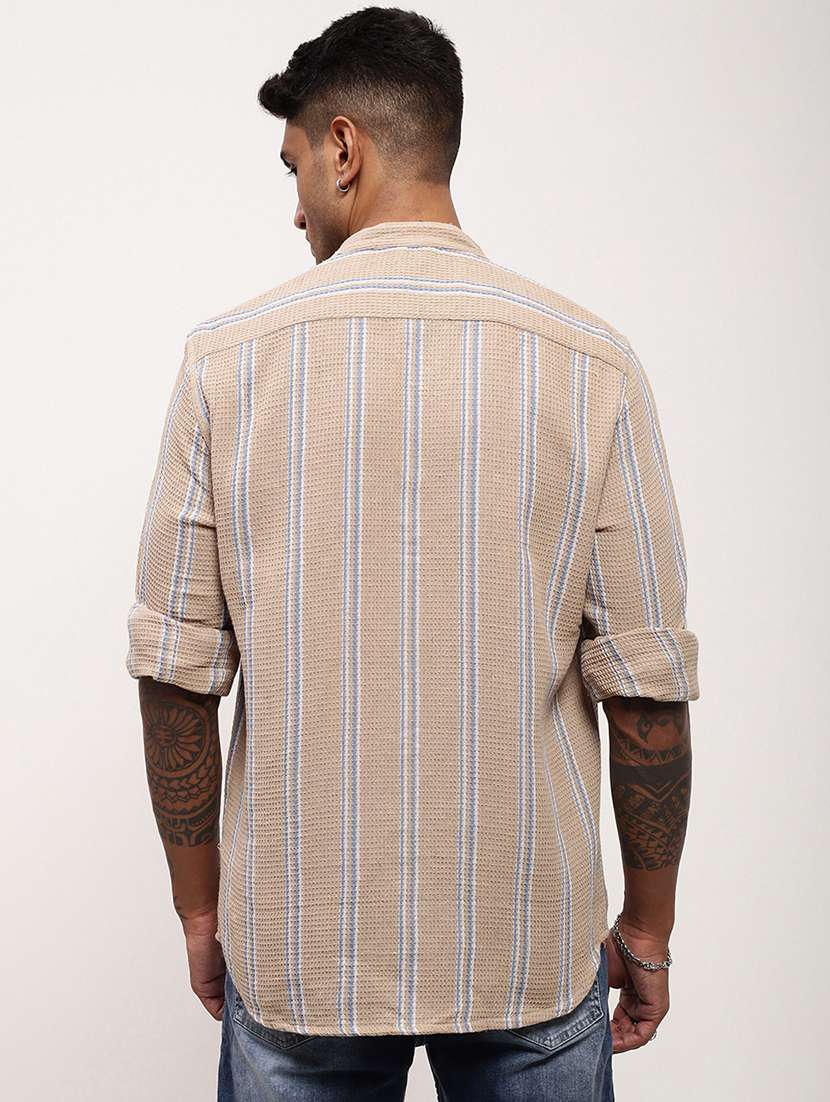 men striped long sleeves casual shirt - 21696355 -  Standard Image - 3